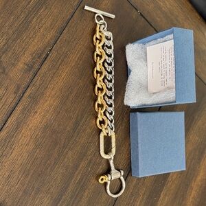 Two-Tone Chunky Chain Bracelet in Gold & Silver